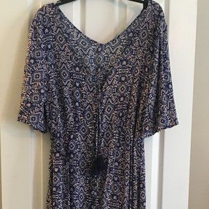 XL Bohemian Style Blue Loose Lightweight Maxi Dress